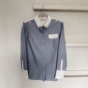 Tory Burch Blue & White Button Down Shirt